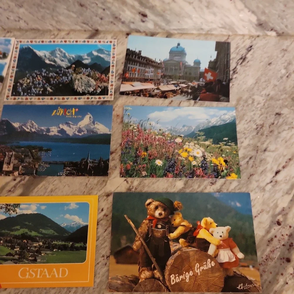 Lot of 10 Vintage Switzerland Postcards Zurich Gstaad Alps Unused Souvenir
